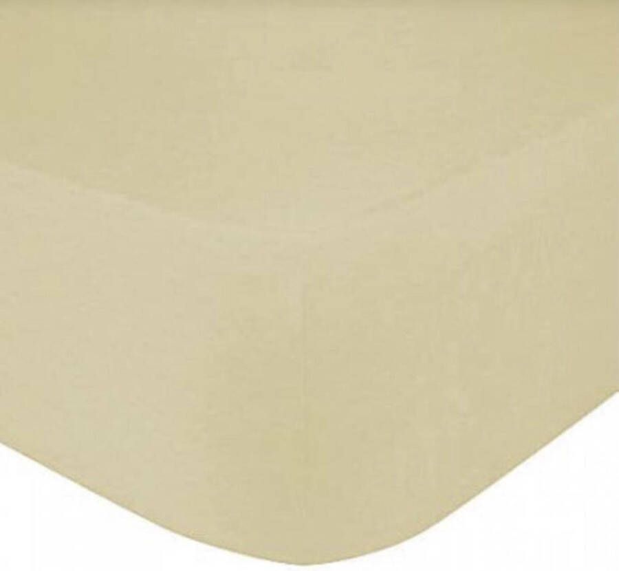 Home bedding Premium hoeslaken-jersey-100% katoen-stretch-Lits-jumeaux-200x220+40cm- geschikt voor boxspring- Ivoor