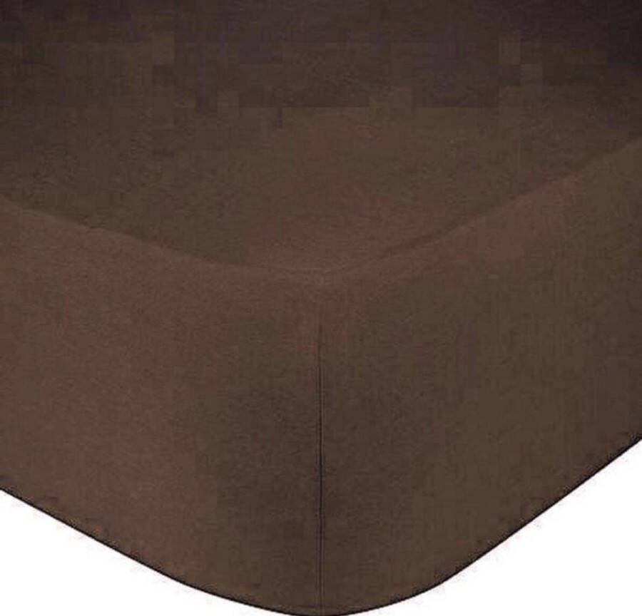 Home bedding Premium hoeslaken- jersey- stretch-Lits-Jumeaux- 190x220+40cm- geschikt voor boxspring- Donker Bruin
