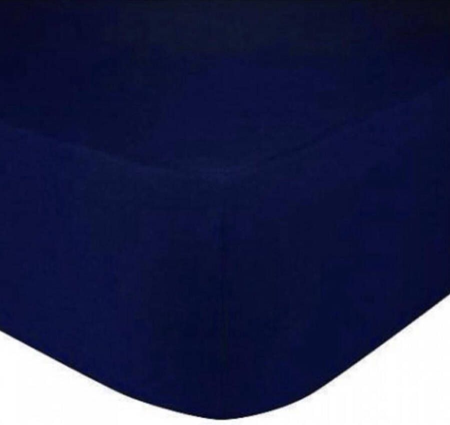 Home bedding Premium-Jersey hoeslaken stretch Lits-jumeaux Hoeslaken 190x220 +40cm 100% katoen- geschikt voor boxspring- donker blauw