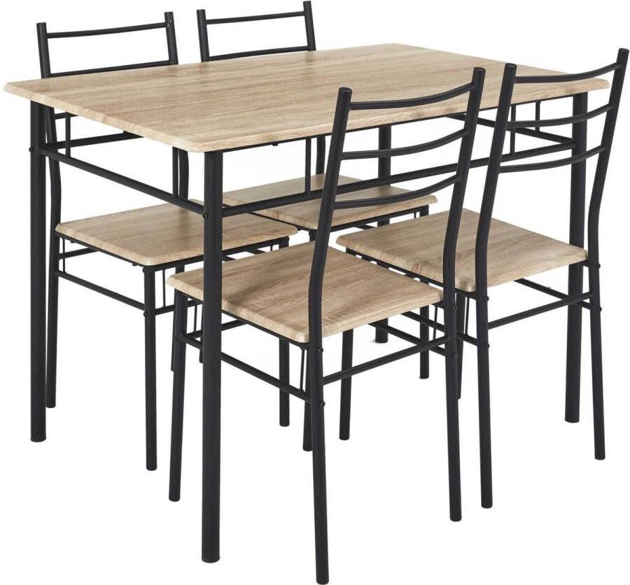 Home deco factory Eettafel-set met 4 stoelen 110x76x70cm Bruin Zwart