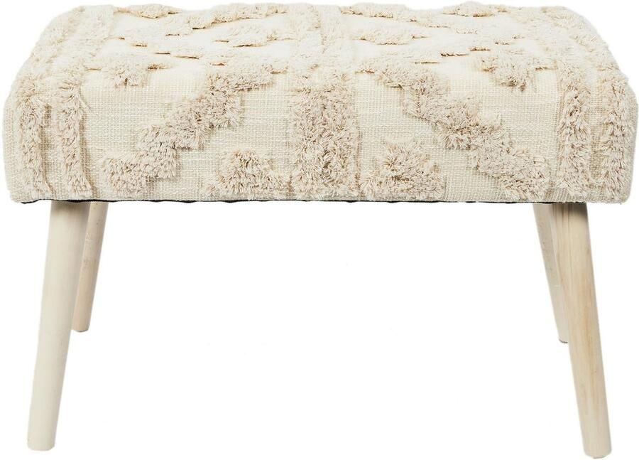 HOME DECO FACTORY Bijzet krukje Berber Mirage naturel hout 60 x 40 x 32 cm Marokkaanse stijl