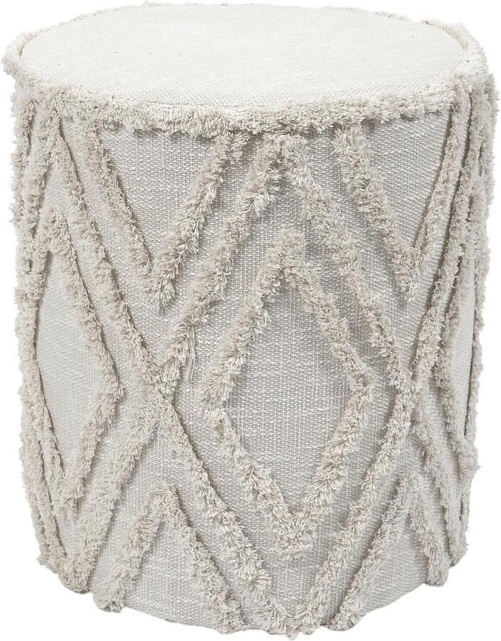 HOME DECO FACTORY Bijzet poef Berber Mirage naturel MDF 37 x 41 cm Marokkaanse stijl