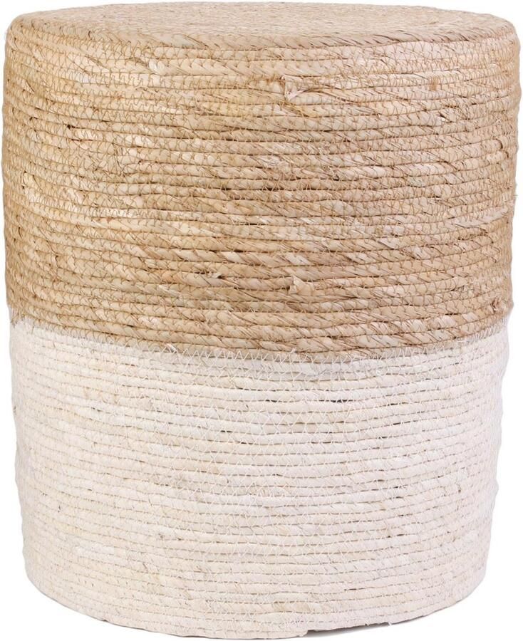 HOME DECO FACTORY Bijzet poef Mirage Ibiza boho beige MDF 35 x 41 cm gevlochten