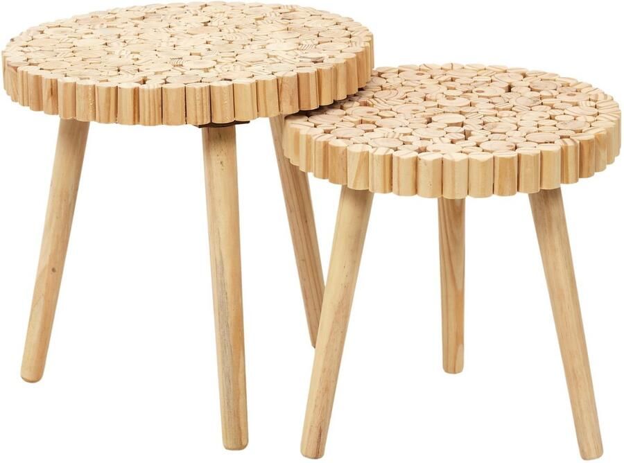 HOME DECO FACTORY Bijzettafel 2x stuks hout metaal verschillende hoogtes