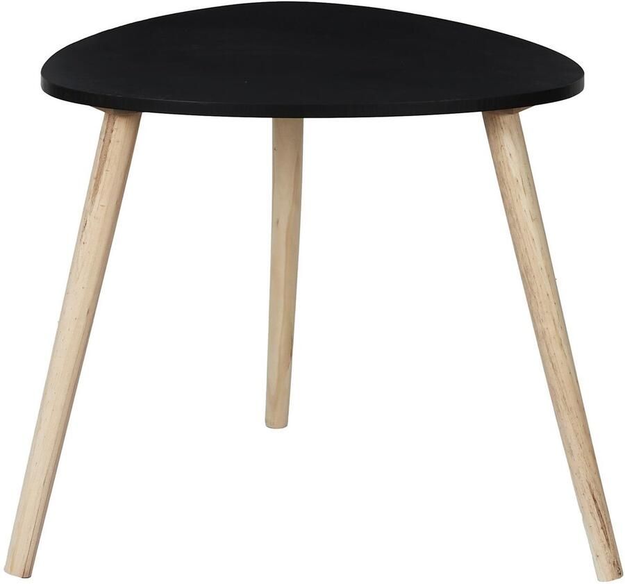 HOME DECO FACTORY Bijzettafel Shelly hout zwart D48 x H46 cm