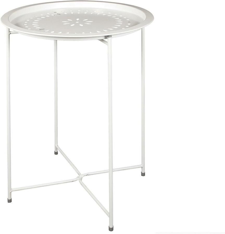 HOME DECO FACTORY Bijzettafel wit metaal D46 cm plantenpot verhoger binnen buiten