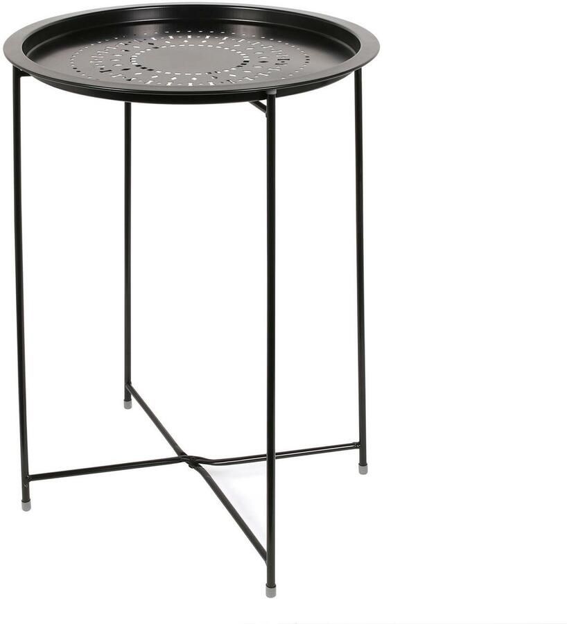 HOME DECO FACTORY Bijzettafel zwart metaal D46 cm plantenpot verhoger binnen buiten