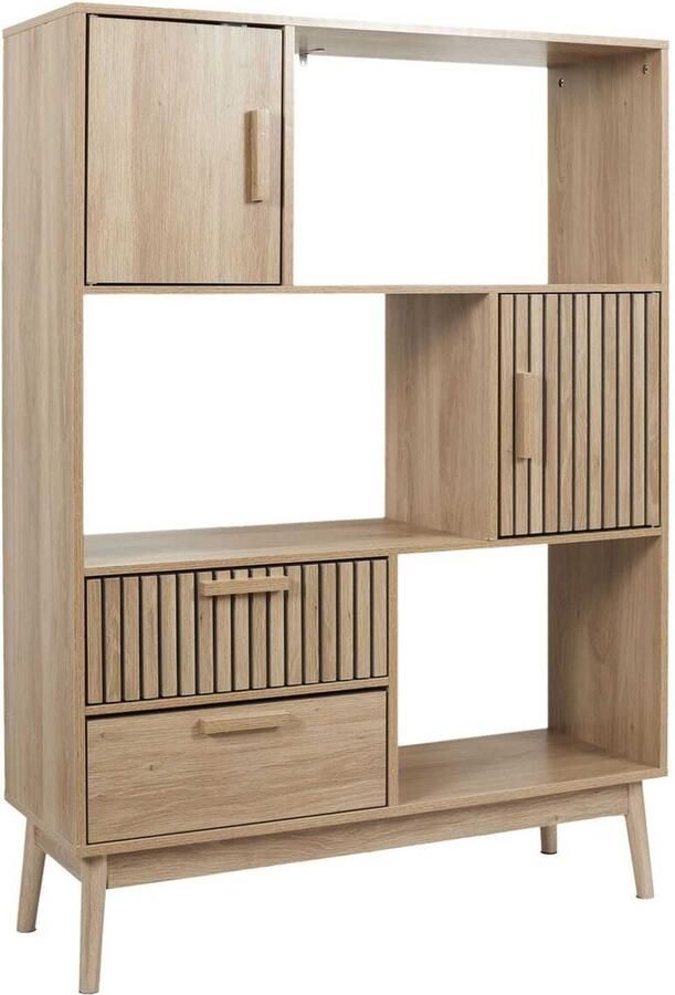 HOME DECO FACTORY Boekenkast Stijlvol en Functioneel Natuurlijke Look 140cm