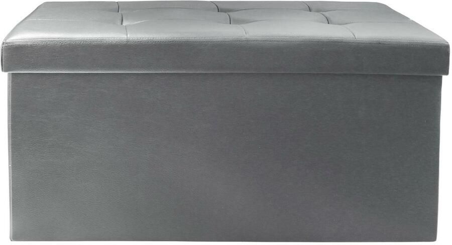 HOME DECO FACTORY Home Deco Poef hocker Eccense opvouwbaar grijs polyester MDF 76 x 38 cm