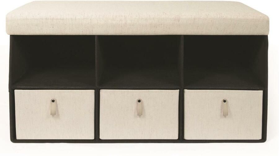 HOME DECO FACTORY Home Deco poef hocker met lades opvouwbaar stof beige velvet MDF mdf 76 x 38 cm