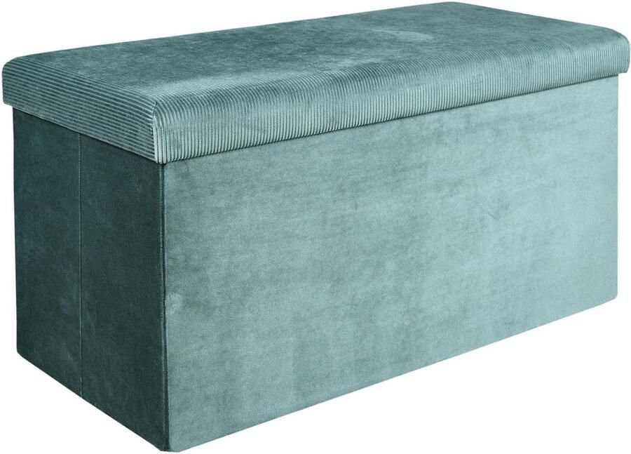 HOME DECO FACTORY Home Deco Poef hocker Velvet opvouwbaar blauw polyester MDF 76 x 38 cm