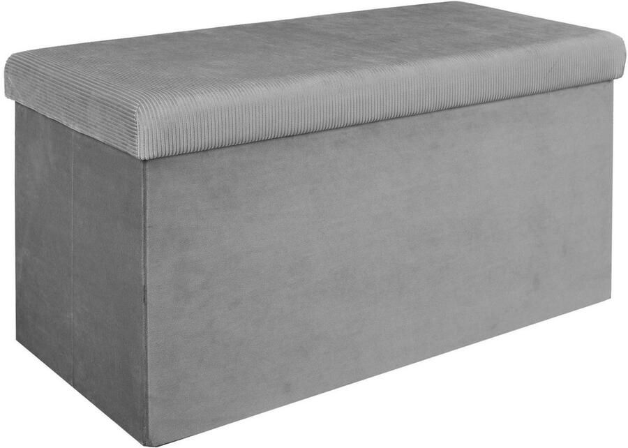 HOME DECO FACTORY Home Deco Poef hocker Velvet opvouwbaar grijs polyester MDF 76 x 38 cm