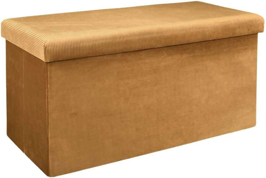 HOME DECO FACTORY Home Deco Poef hocker Velvet opvouwbaar okergeel polyester MDF 76 x 38 cm