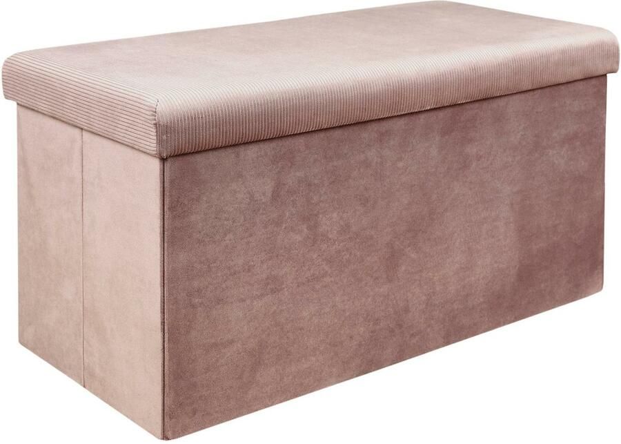 HOME DECO FACTORY Home Deco Poef hocker Velvet opvouwbaar oud roze polyester MDF 76 x 38 cm