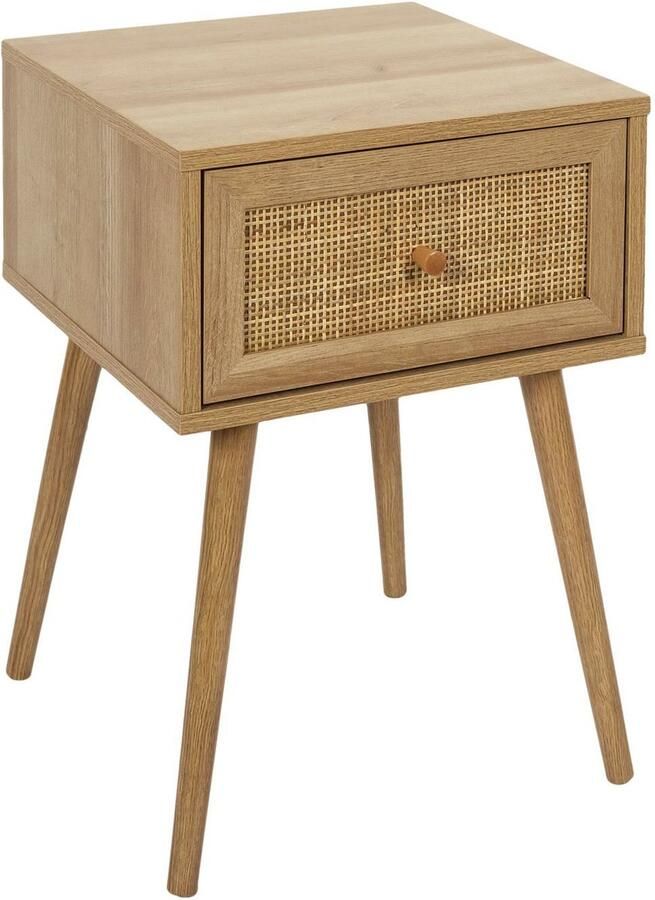 HOME DECO FACTORY Nachtkastje Classico 1 lade lichtbruin dennenhout 39 x 39 x 55 cm