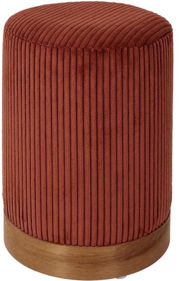 HOME DECO FACTORY Poef Rond Terracotta Ribbelstof Lichtgewicht 30x30x40cm