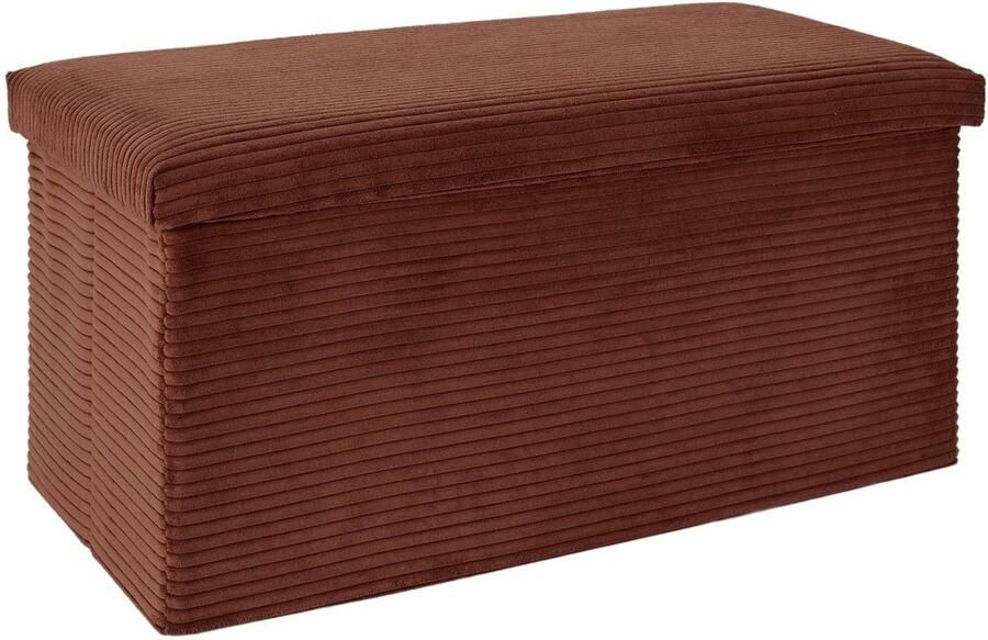 HOME DECO FACTORY Poef hocker Cocoonen opvouwbaar stof bruin terracotta MDF polyester 76 x 38 cm