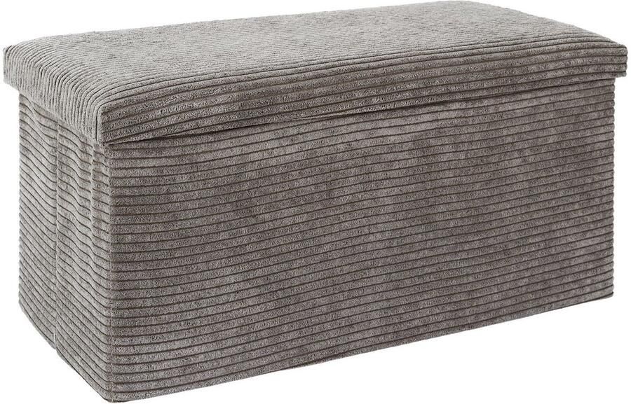 HOME DECO FACTORY Poef hocker Cocoonen opvouwbaar stof taupe MDF polyester 76 x 38 cm