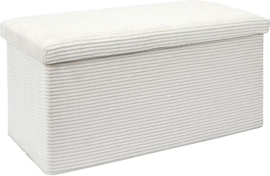 HOME DECO FACTORY Poef hocker Cocoonen opvouwbaar stof wit MDF polyester 76 x 38 cm