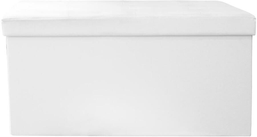 HOME DECO FACTORY Poef hocker Essence opvouwbaar stof wit MDF polyester 76 x 38 cm