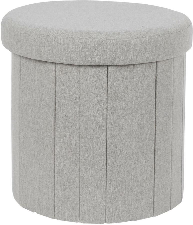 HOME DECO FACTORY Poef hocker opvouwbaar latten design opbergbox grijs polyester mdf 38 x 38 cm