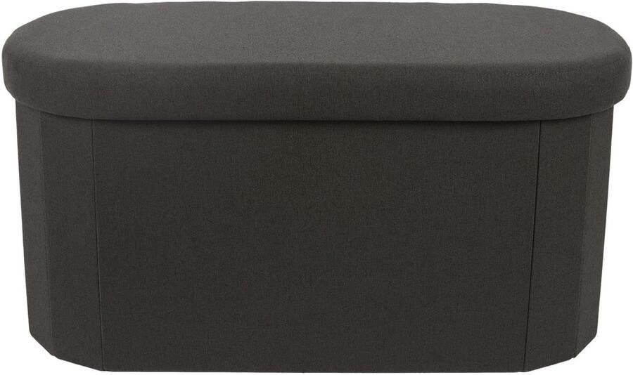 HOME DECO FACTORY Poef hocker opvouwbaar ovaal opbergbox zwart polyester mdf 76 x 38 cm