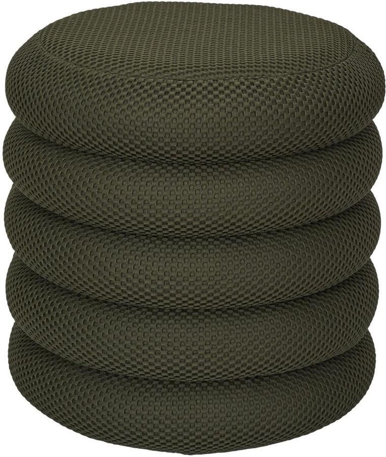 HOME DECO FACTORY Poef krukje Freya stof donkergroen met opbergruimte D37 x H44 cm bijzet stoeltjes