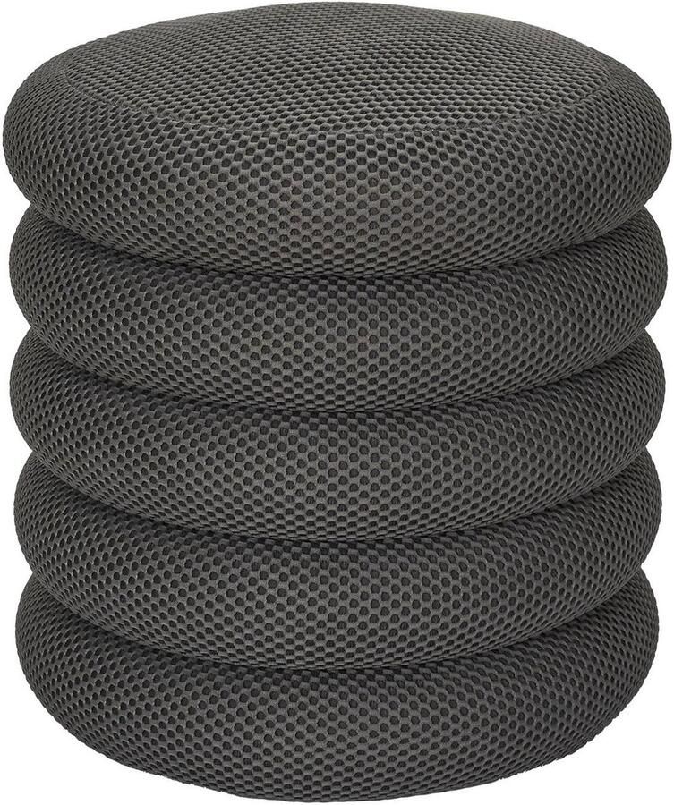 HOME DECO FACTORY Poef krukje Freya stof grijs met opbergruimte D37 x H44 cm bijzet stoeltjes