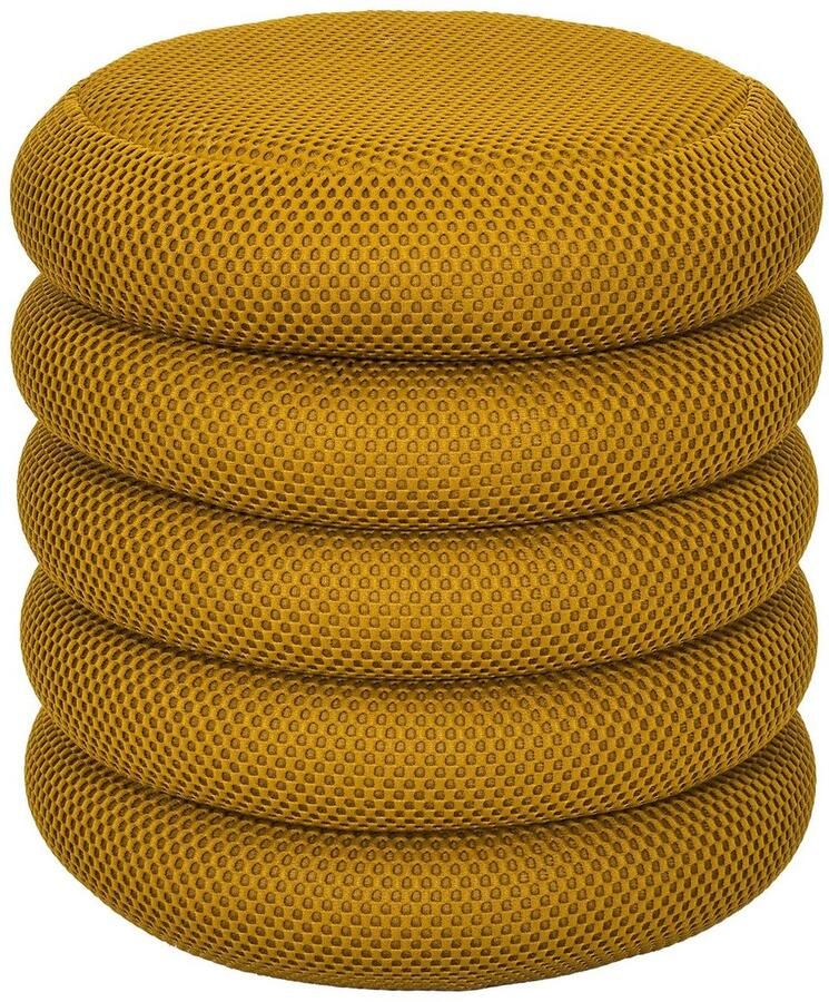 HOME DECO FACTORY Poef krukje Freya stof okergeel met opbergruimte D37 x H44 cm bijzet stoeltjes