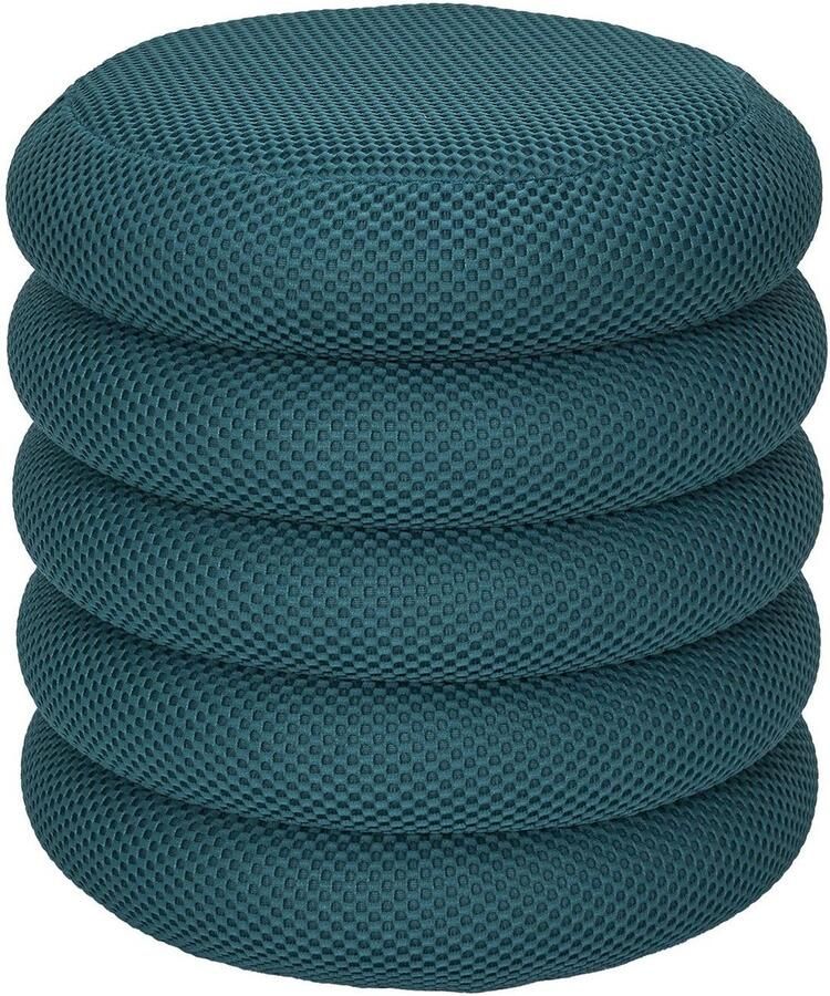 HOME DECO FACTORY Poef krukje Freya stof petrol blauw met opbergruimte D37 x H44 cm bijzet stoeltjes