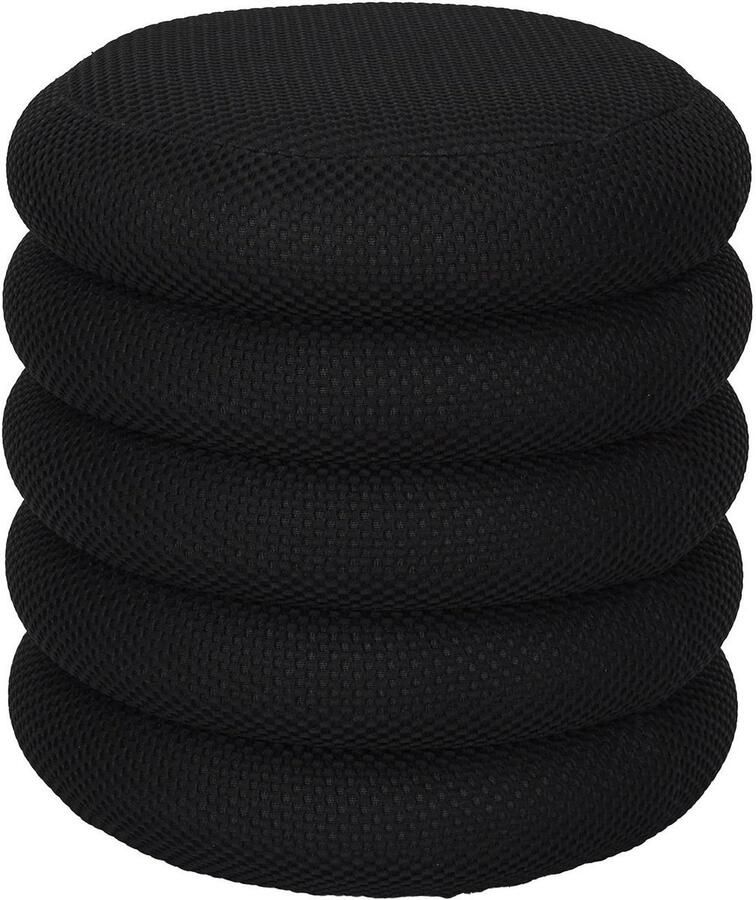 HOME DECO FACTORY Poef krukje Freya stof zwart met opbergruimte D37 x H44 cm bijzet stoeltjes