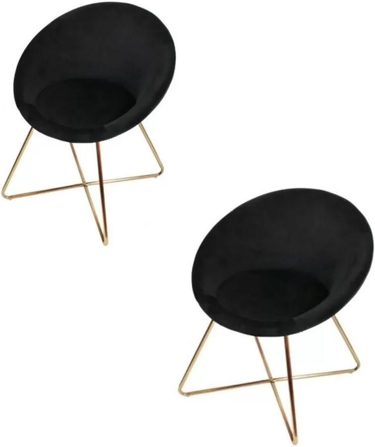 HOME DECO FACTORY Set van 2 zwart fluwelen fauteuils Karl