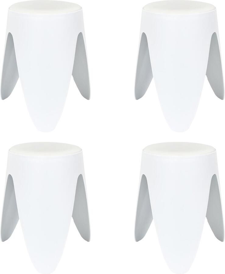 HOME DECO FACTORY Stapelbaar zit krukje Gala 4x kunststof wit D30 x H46 cm extra stoelen binnen buiten