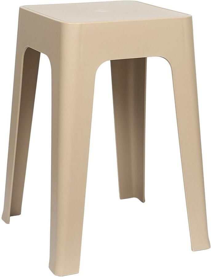 HOME DECO FACTORY zit krukje stoel beige D34 x H47 cm Stapelbaar kunststof bijzet tafeltje
