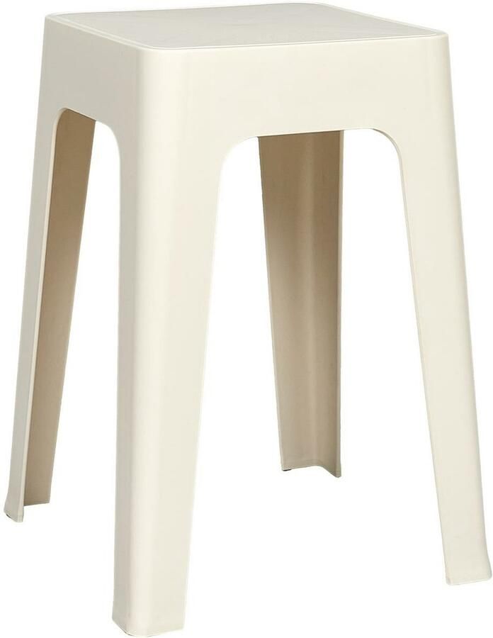 HOME DECO FACTORY zit krukje stoel creme wit D34 x H47 cm Stapelbaar kunststof bijzet tafeltje