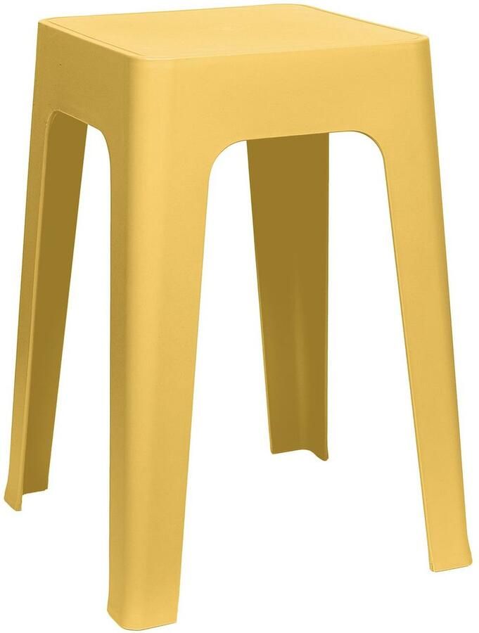 HOME DECO FACTORY zit krukje stoel geel D34 x H47 cm Stapelbaar kunststof bijzet tafeltje