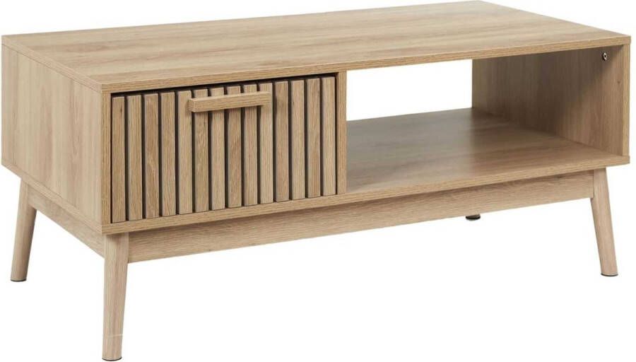 HOME DECO FACTORY Salontafel Klaus Houten salontafel met panelen 43x100x50 cm Bruin