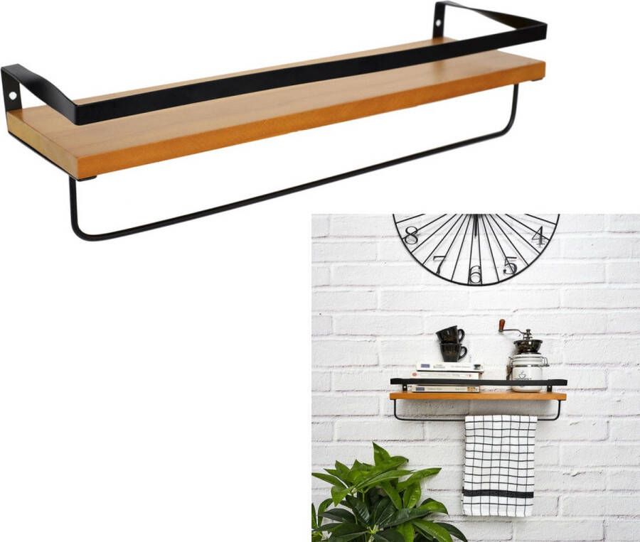 HOME DECO FACTORY Wandplank Hout Grenen Wandmontage Boekenplank Industrieel Zwart Plank meubelplank