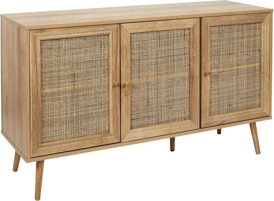 Home Deco Bali buffetkast met 3 deuren hout met rotan 115x70x39 cm