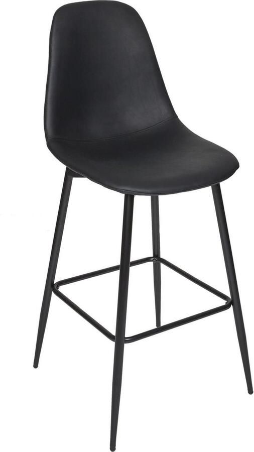 Home Deco Barkruk met rugleuning zwart Set van 2 stuks