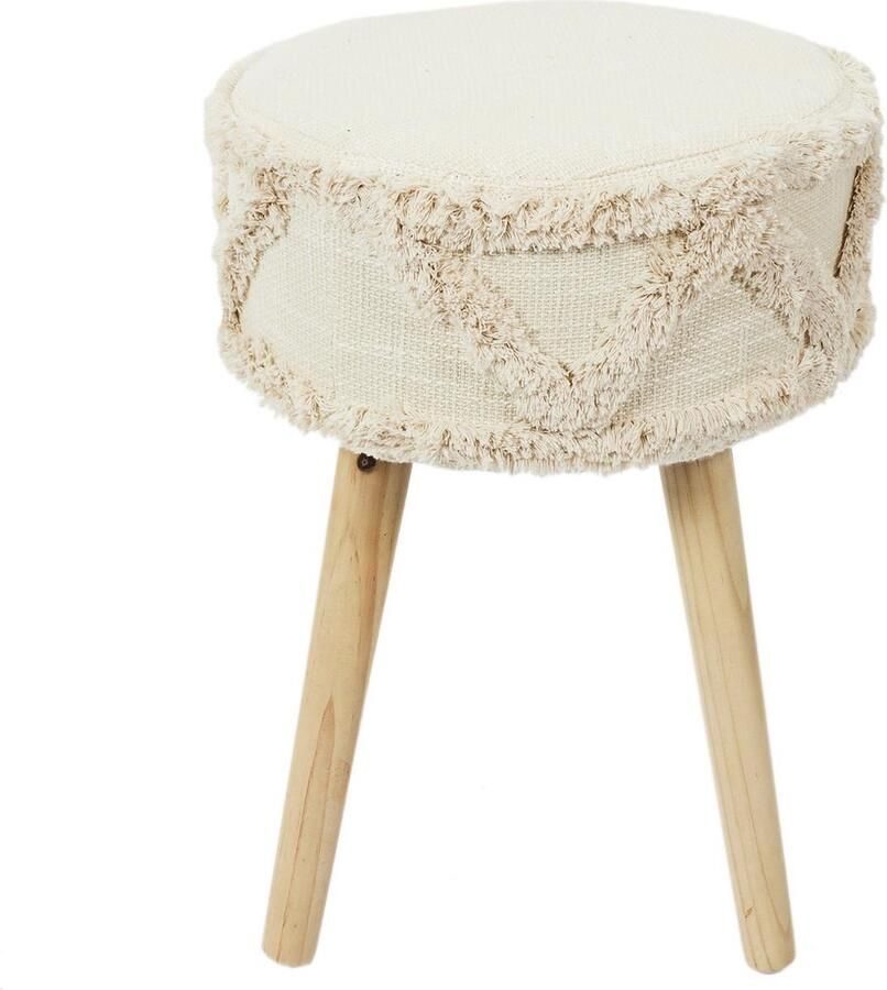 HOME DECO FACTORY Bijzet krukje model Macrame naturel dennenhout D30 x H41 cm Meubels Zitten - Foto 2