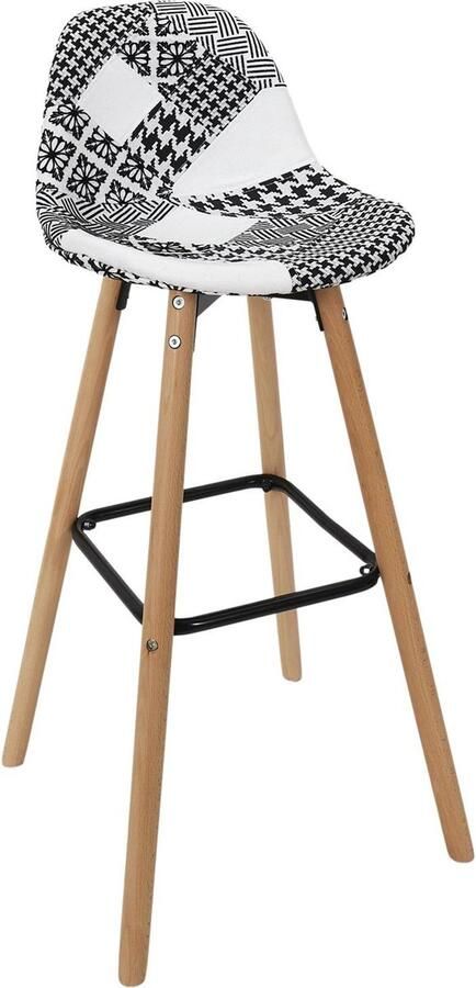 Home Deco Patchwork barkruk grijs zwart hoogte 92 5 cm