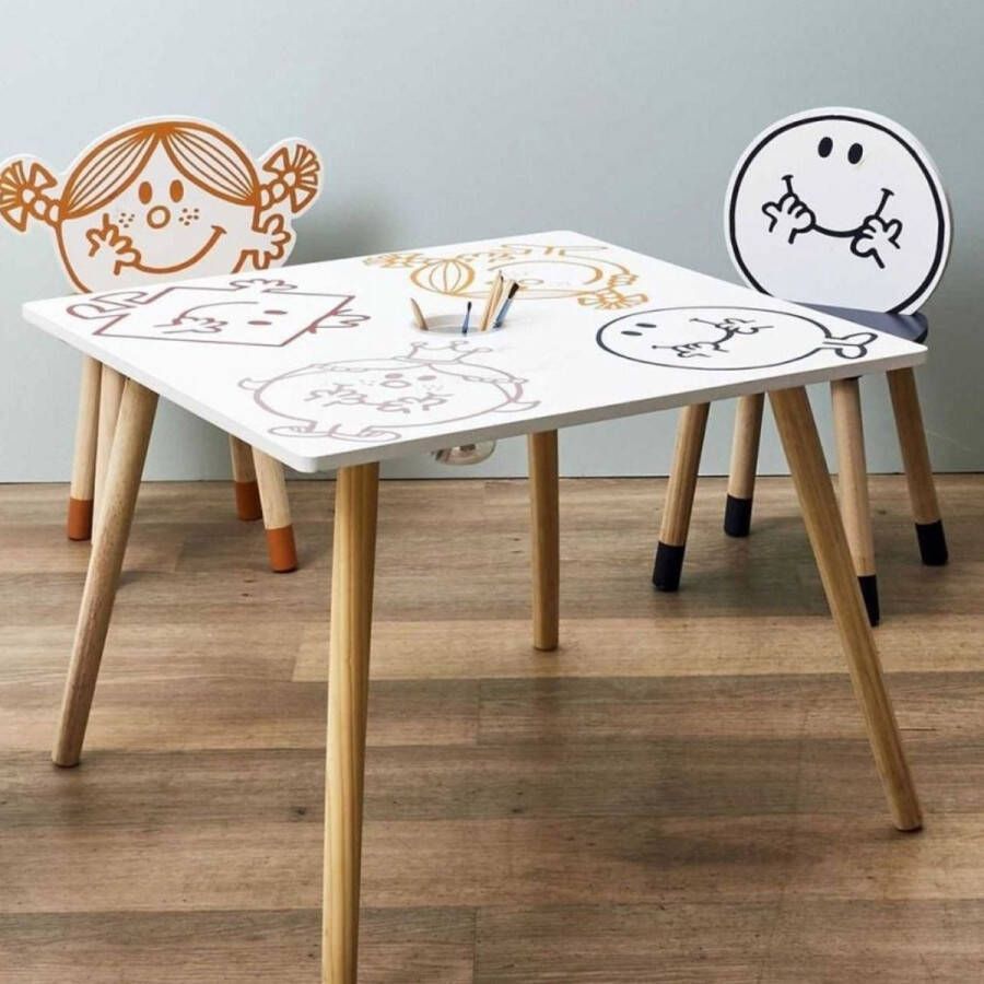 Home Deco Kids Kinder tafel met potloden bakje inclusief stoelen stoelpoten als potlood