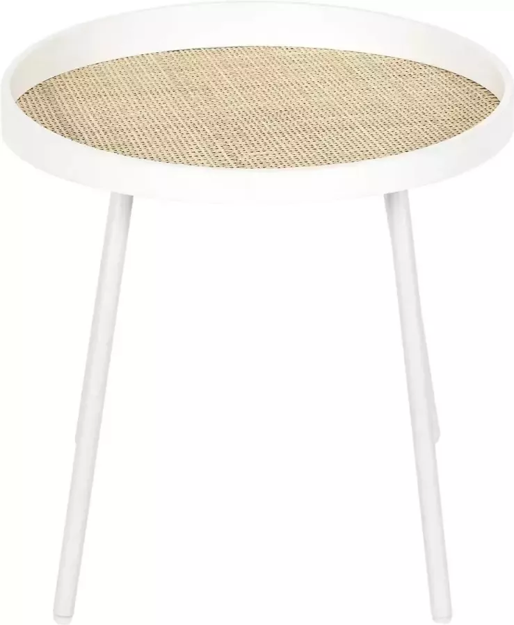 Home Decor Factory Bijzettafels met rieten blad 45x46x45cm Wit