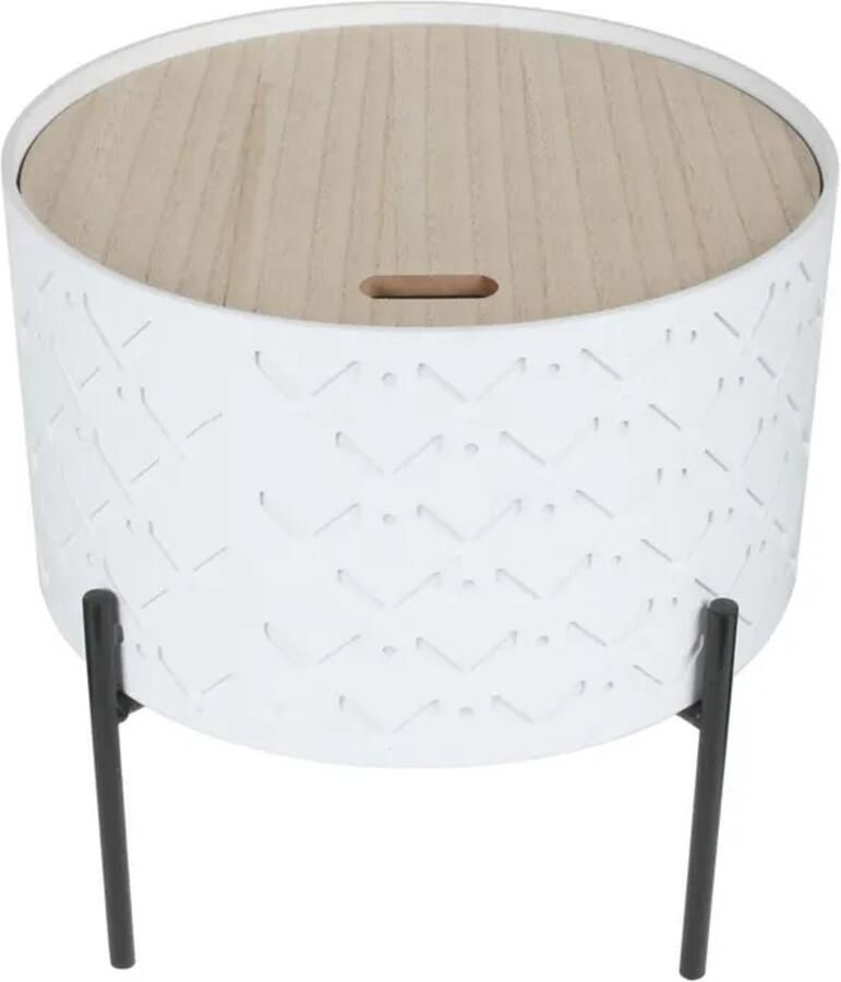 Home Decor Factory Bijzettafel en ladekast met patroon amov 35 cm wit