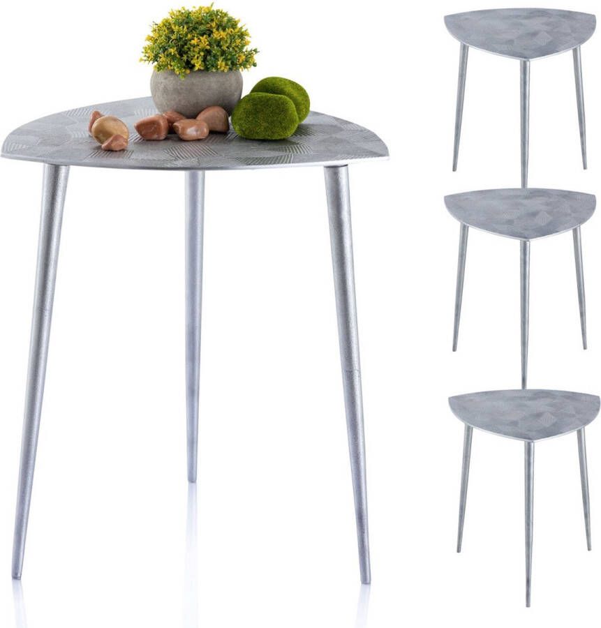 SVJ Home Decorations SVJ Bijzettafel 40 x 40 x 45 cm Zilver Metaal Set van 4 - Foto 2