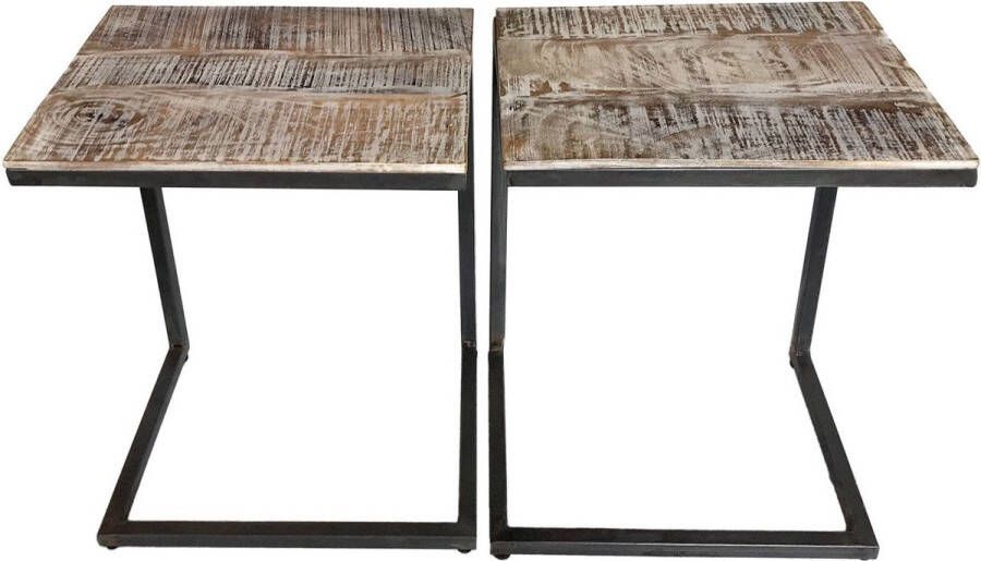 Home decorations SVJ Bijzettafel Rechthoekig 30 x 40 x 48 cm Metaal Zwart Set van 2 - Foto 2