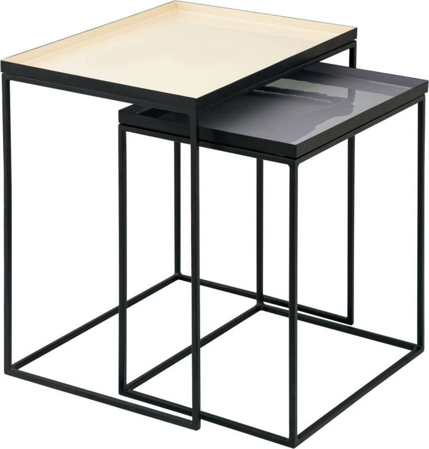 Home decorations SVJ Bijzettafel Rechthoekig 36 x 48 x 50 cm Metaal Beige Set van 2