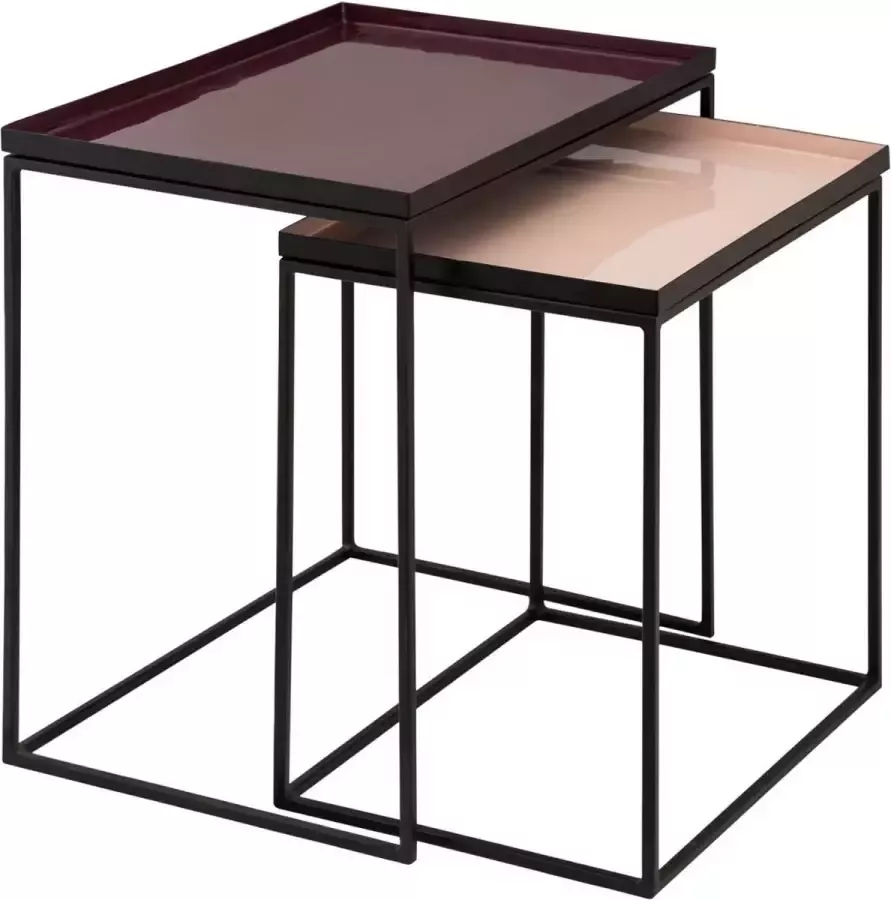 Home decorations SVJ Bijzettafel Rechthoekig 36 x 48 x 50 cm Metaal Bruin Set van 2