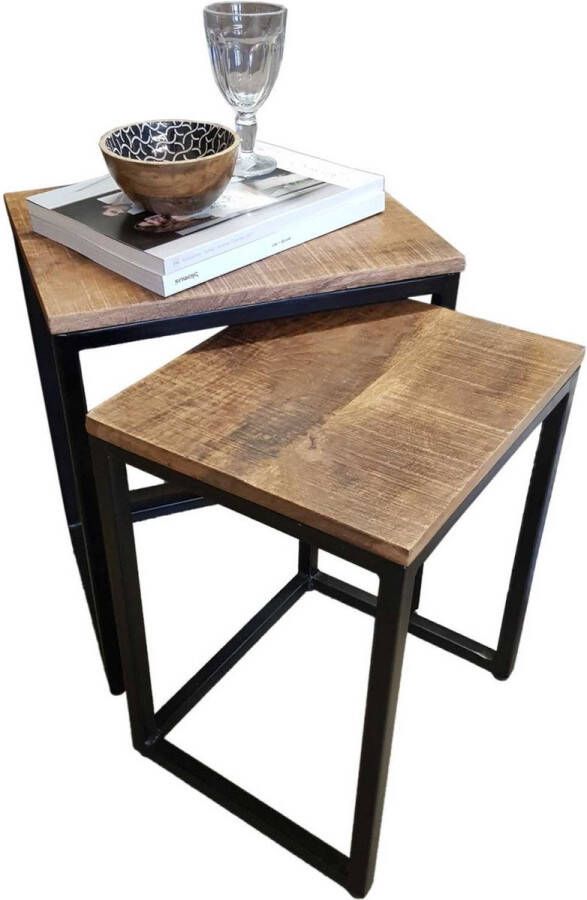 Home decorations SVJ Bijzettafel Rechthoekig 65 x 40 x 50 cm Metaal Wit Set van 2